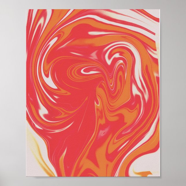 Orange & Red Liquid Marble Poster (Front)