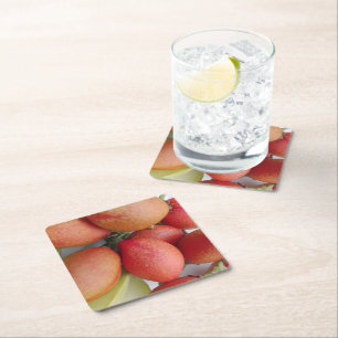 ORANGE & RED NATURE PROTECTION MESSAGE SQUARE PAPER COASTER