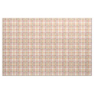 Orange Red Olive Green Tartan Squares Pattern Fabric