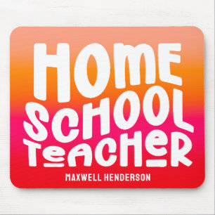 Orange Red Ombre Homeschool Teacher Text Design Mouse Mat