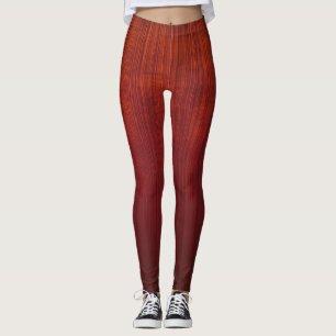 Orange Red ombre striped rustic Leggings
