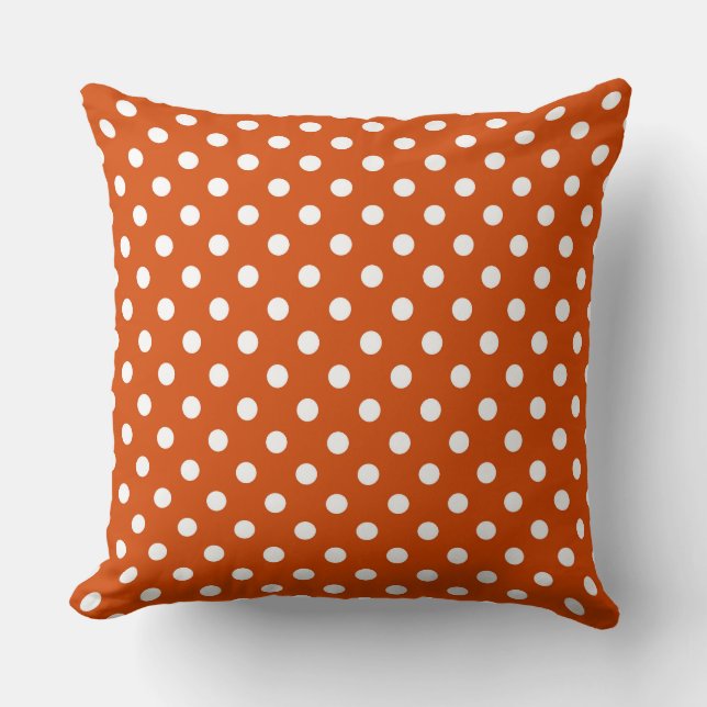 Orange - red orange and white dots cushion (Front)