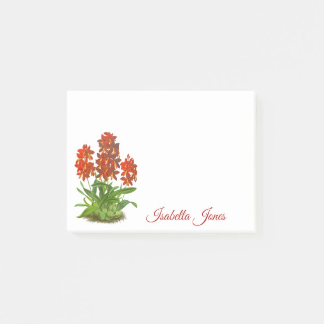 Orange Red Orchid Flowe Post-It Notes (Front)