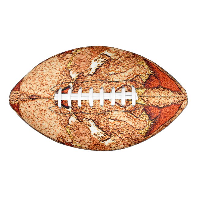 Orange red painted volcanic rock drawing american football (Front)