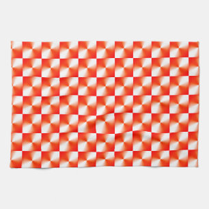 Orange Red Plaid Pattern Tea Towel