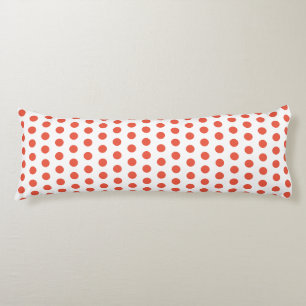 Orange Red Polka Dots White Custom Colours Cute Body Cushion
