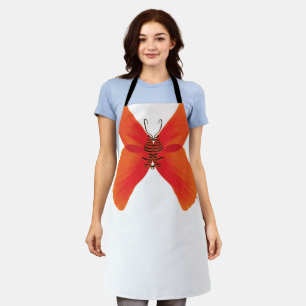 Orange Red Poppy Butterfly with Your Name Apron