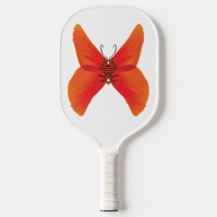 Orange Red Poppy Butterfly with Your Name Pickleball Paddle
