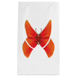Orange Red Poppy Butterfly with Your Name Small Gift Bag