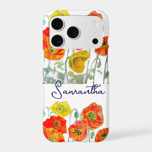 Orange Red Poppy Flower Pattern Girls