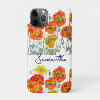 Orange Red Poppy Flower Pattern Girls