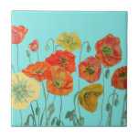 Orange Red Poppy Poppies Watercolor Flower Pattern Tile<br><div class="desc">Red Poppy Watrecolour Flower Pattern Paper Party Plate. Designed from my original watercolours.</div>