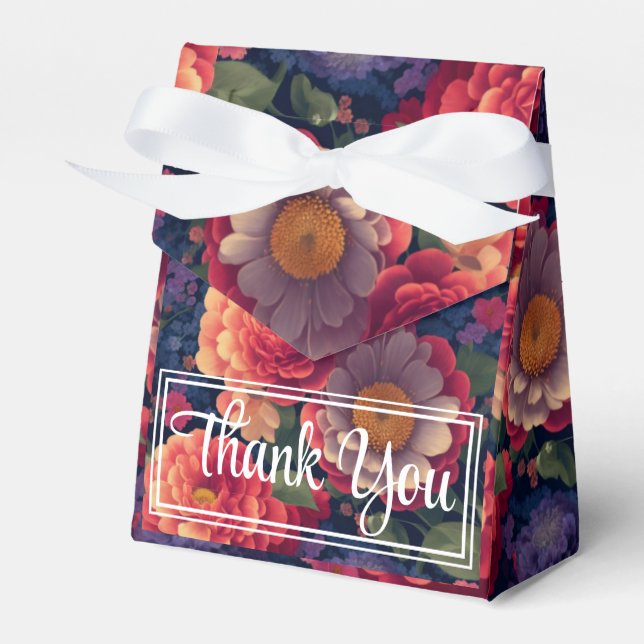 Orange red purple floral elegant calligraphy  favour box (Front Side)