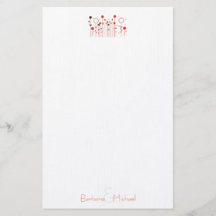 Orange Red Simple Floral Dot Personalised Stationery