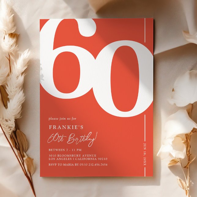 Orange Red Sixty 60th Birthday Party Invitations (Creator Uploaded)