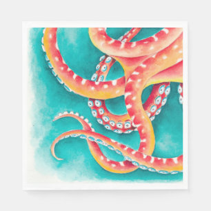 Orange Red Tentacles Napkin