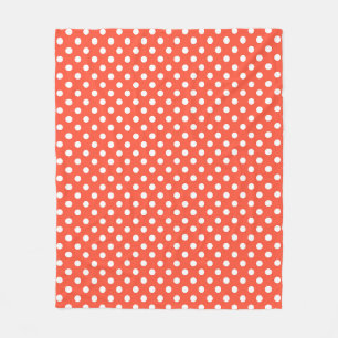 Orange, Red, terracotta polka dot Fleece Blanket