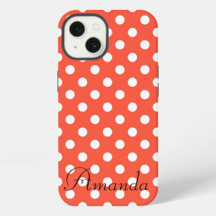Orange, Red, terracotta polka dot iPhone 13 Case