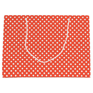 Orange, Red, terracotta polka dot Large Gift Bag
