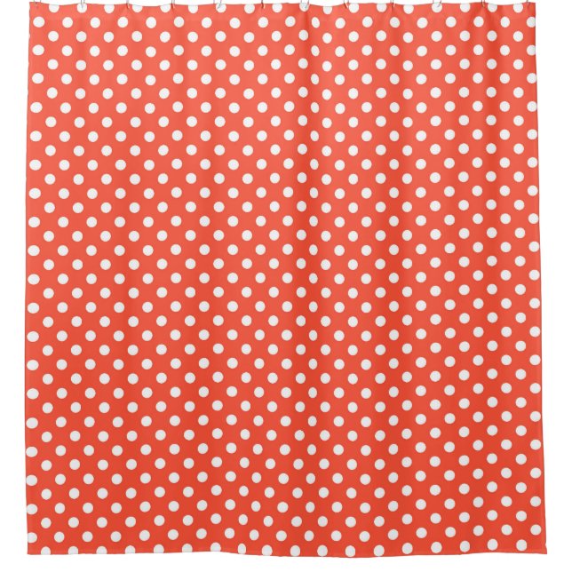 Orange, Red, terracotta polka dot  Shower Curtain (Front)