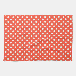 Orange, Red, terracotta polka dot Tea Towel