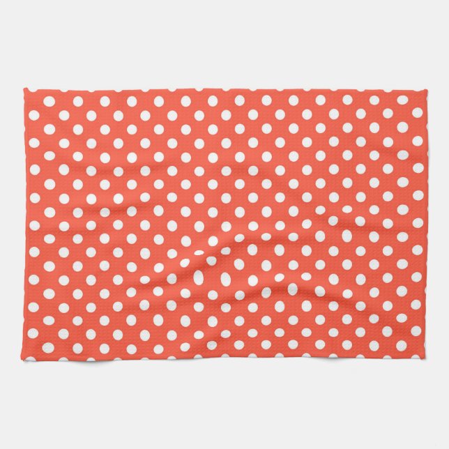 Orange, Red, terracotta polka dot   Tea Towel (Horizontal)
