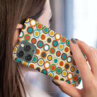 Orange Red Turquoise Funky Circles Mid Century