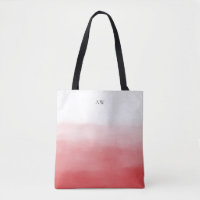 Orange Red Watercolor Ombre Modern Monogram