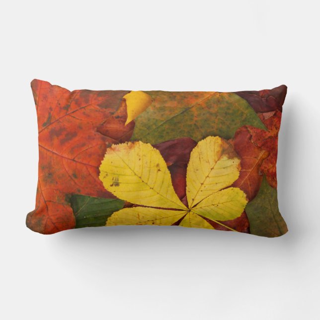 Orange, Red, Yellow Autumn Leaves Accent Pillow (Front)