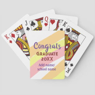 Orange red yellow graduate congrats boho retro add playing cards