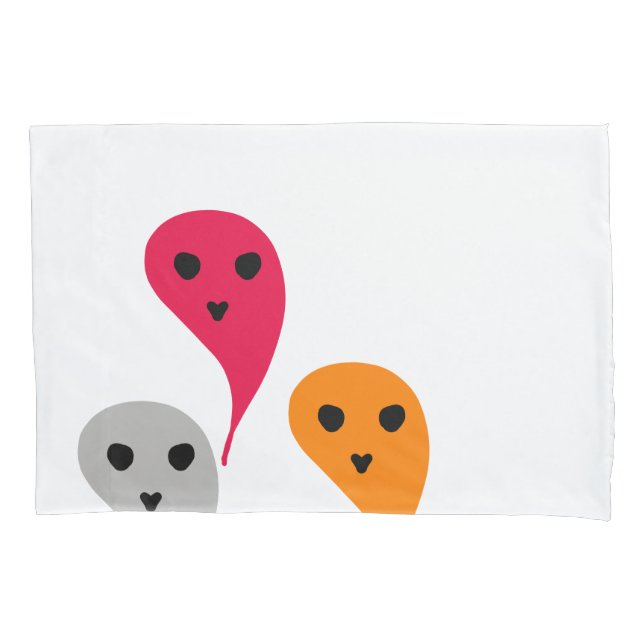 Orange red yellow grey halloween ghost pattern w t pillowcase (Front)