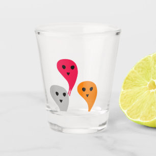 Orange red yellow grey halloween ghost pattern w t shot glass