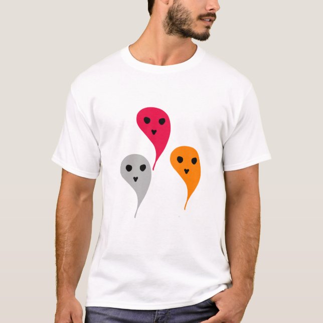 Orange red yellow grey halloween ghost pattern w t T-Shirt (Front)