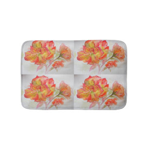 Orange Red Yellow Rose floral flowers Bath Mat