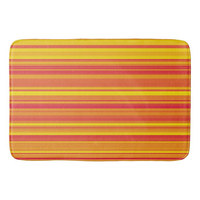 Orange Red Yellow Stripes Bath Mat (Front)