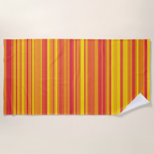 Orange Red Yellow Stripes Beach Towel