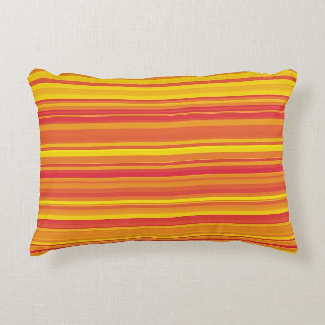 Orange Red Yellow Stripes Decorative Cushion (Front)