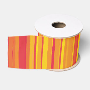 Orange Red Yellow Stripes Grosgrain Ribbon