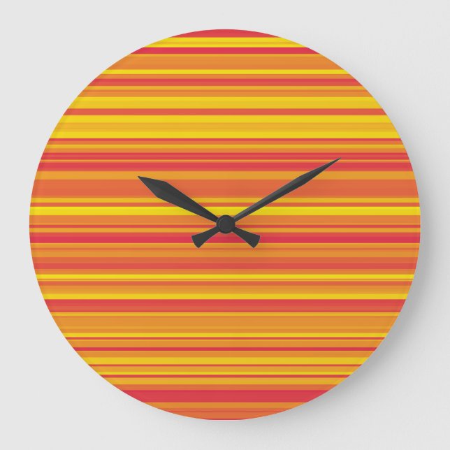 Orange Red Yellow Stripes Large Clock (Front)