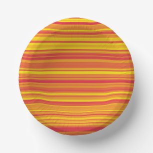 Orange Red Yellow Stripes Paper Plate