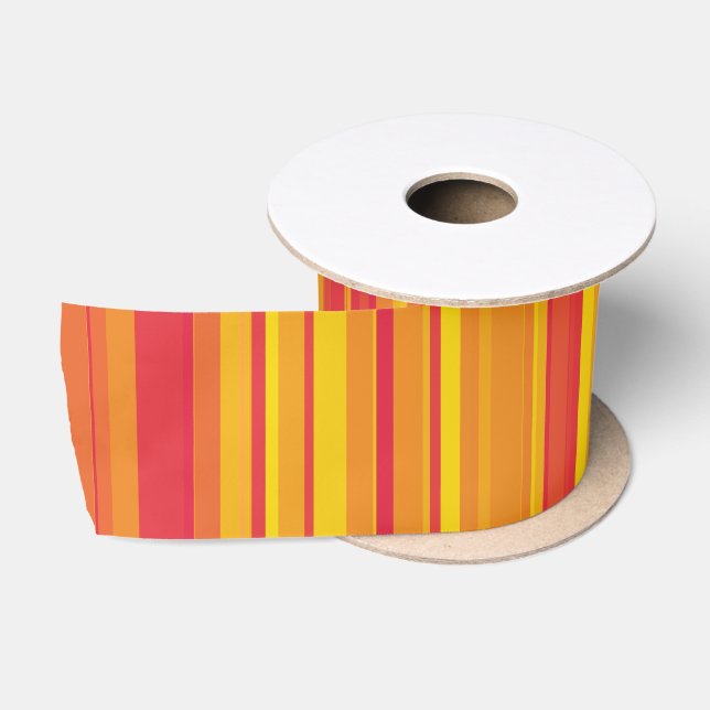 Orange Red Yellow Stripes Satin Ribbon (Spool)