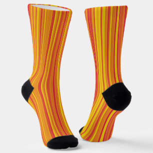 Orange Red Yellow Stripes Seamless Pattern Socks