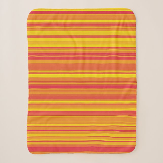 Orange Red Yellow Stripes Sherpa Blanket (Front)