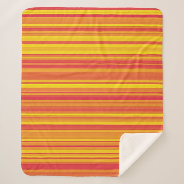 Orange Red Yellow Stripes Sherpa Blanket (Front)