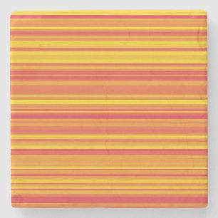 Orange Red Yellow Stripes Stone Coaster
