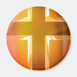 Orange religious cross magnet