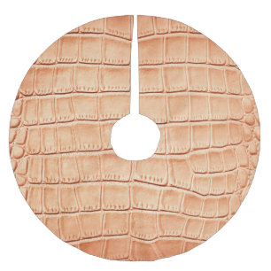 Orange Reptile Leather Texture Design Brushed Polyester Tree Skirt