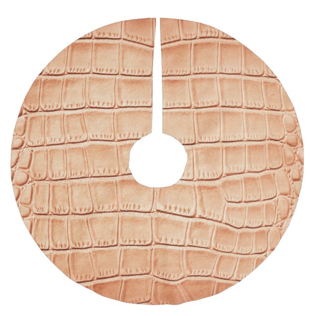 Orange Reptile Leather Texture Design Brushed Polyester Tree Skirt (Front)
