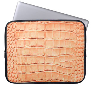 Orange reptile leather texture laptop sleeve
