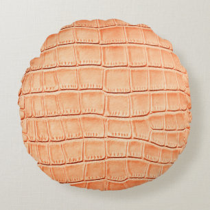 Orange reptile leather texture round cushion